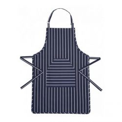 Blue Butcher's Stripe Apron - pocket